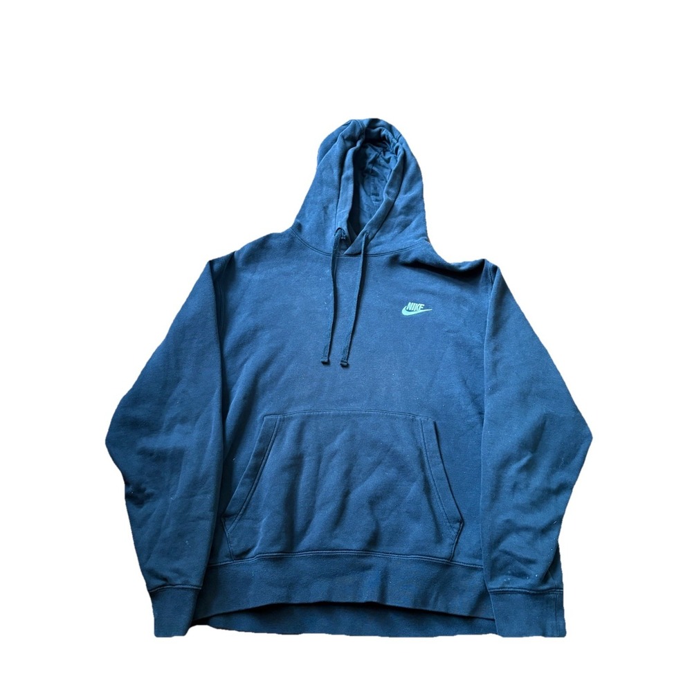 Nike Black Fleece Hooded Hoodie Logo Drawstring Kangaroo Pocket Sweatshirt Men's